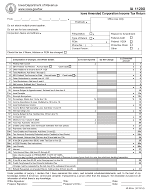 Iowa Amended Corporation Income Tax Return