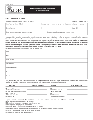 Louisiana Power of Attorney and Declaration of Representative