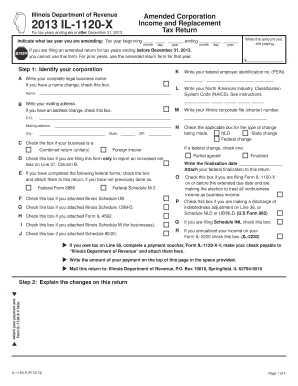 Illinois Amended Corporation Income Tax Return