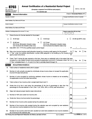 Form 8703 Annual Certification of Residential Rental Project