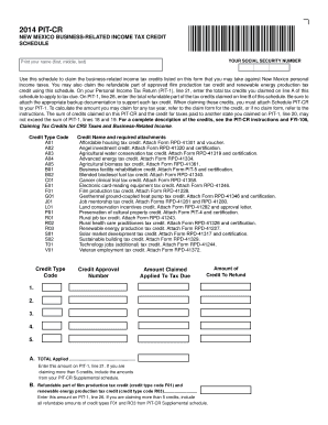 New Mexico Business-Related Income Tax Credit Schedule