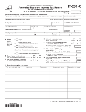 New York State Amended Resident Income Tax Return