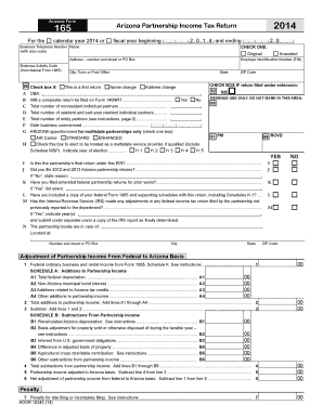 Arizona Form 165 Partnership Income Tax Return