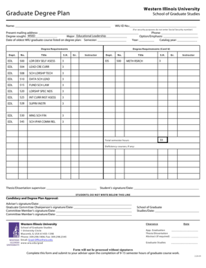 Graduate Degree Plan Form