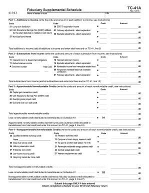 Utah Fiduciary Supplemental Schedule TC-41A