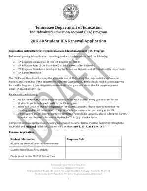 Tennessee IEA Program Renewal Application