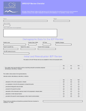 Colorado IEP Review Checklist
