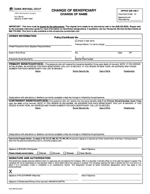 Change of Beneficiary Form