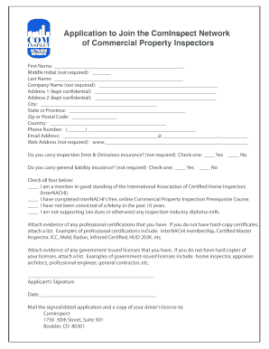 Commercial Property Inspector Application Form