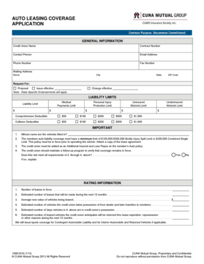 Auto Leasing Coverage Application