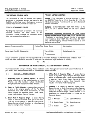 US Immigration and Naturalization Service Applicant Survey