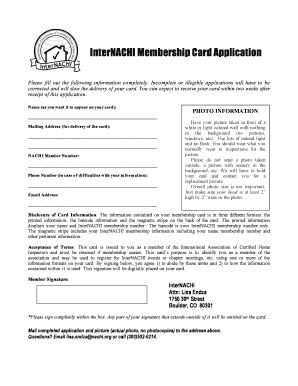InterNACHI Membership Card Application