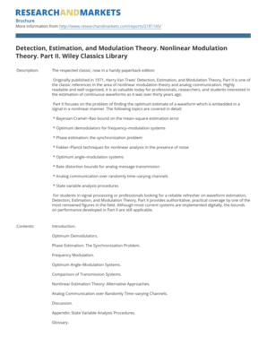 Detection, Estimation, and Modulation Theory Book Order Form