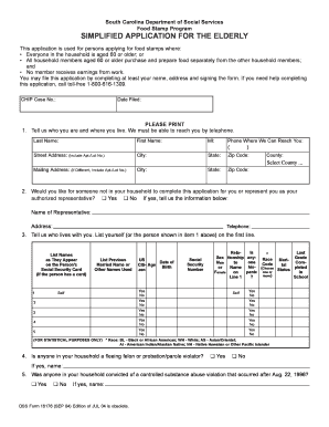 South Carolina Elderly Food Stamp Application