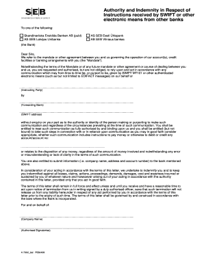Banking Authority and Indemnity Letter