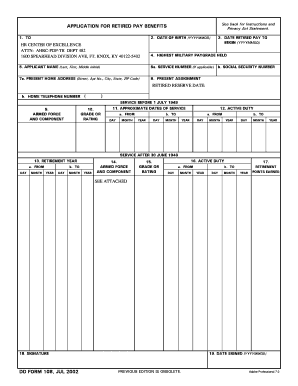 Application for Retired Pay Benefits