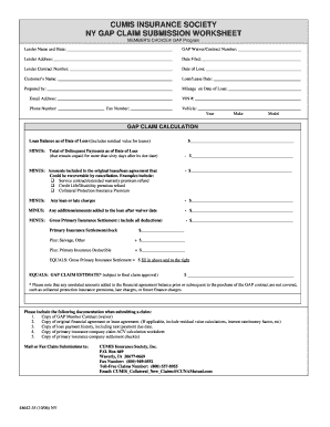 NY GAP Claim Submission Worksheet