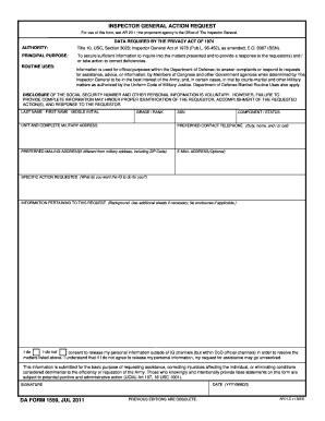 Inspector General Action Request Form