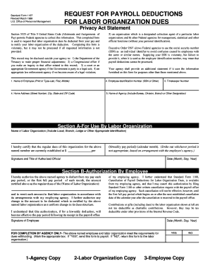 Standard Form 1187 Request for Payroll Deductions