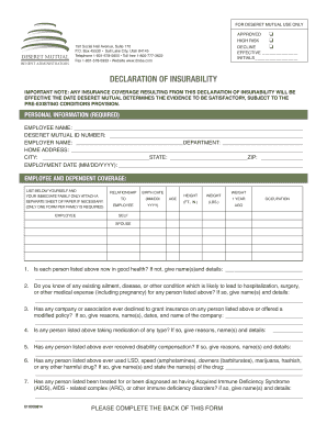 Declaration of Insurability Form