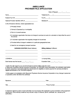 Ambulance Provider File Application