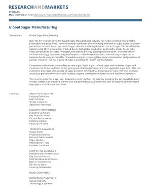 Global Sugar Manufacturing Industry Report