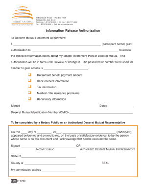 Deseret Mutual Retirement Information Release Authorization