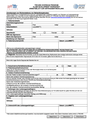 TRICARE OVERSEAS PROGRAM CLAIM DEVELOPMENT WORKSHEET