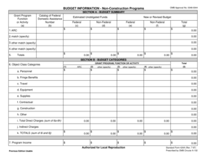 US Federal Grant Budget Form
