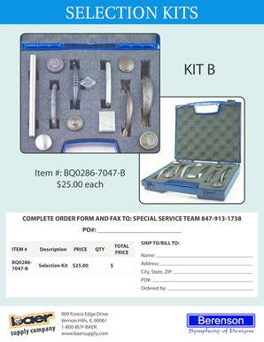 Baer Supply Selection Kit Order Form