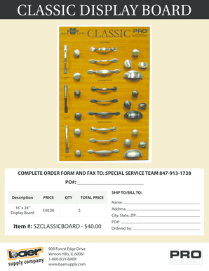 Classic Display Board Order Form