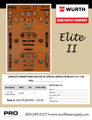 Elite II Display Board Order Form