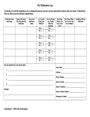 Medication Log Form