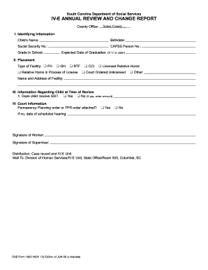 South Carolina IV-E Annual Review Form