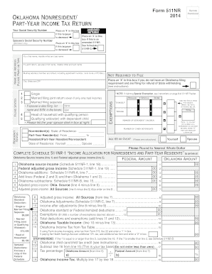 Oklahoma Nonresident/Part-Year Income Tax Return