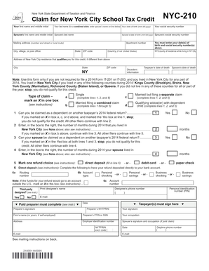New York City School Tax Credit Form NYC-210
