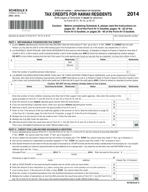 Hawaii Tax Credits Schedule X