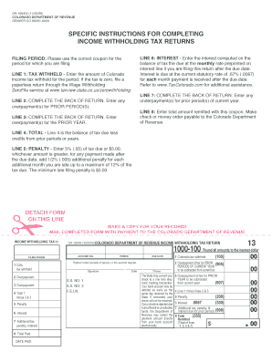 Colorado Income Withholding Tax Return DR 1094W