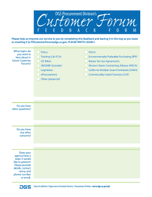 California Procurement Feedback Form
