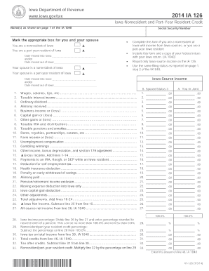 Iowa Nonresident and Part-Year Resident Credit Form