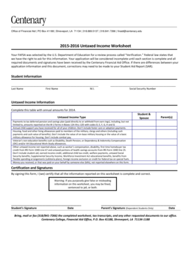 2015-2016 Untaxed Income Worksheet