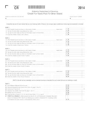 Alabama Credit for Taxes Paid to Other States Form