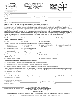 Minnesota Change in Participation Form
