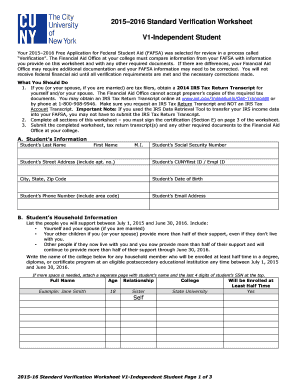 2015-2016 Verification Worksheet