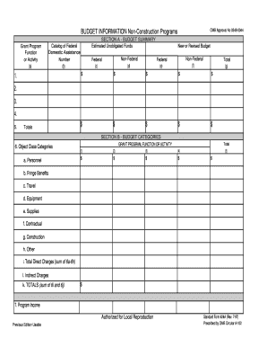 Standard Form 424A Budget Information