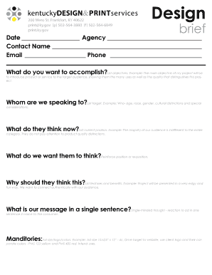 Marketing Project Brief Template