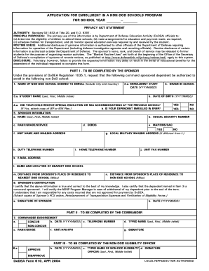 DoDEA Non-DoD School Enrollment Application