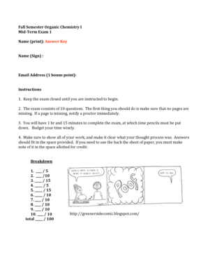 Organic Chemistry Mid-Term Exam 1
