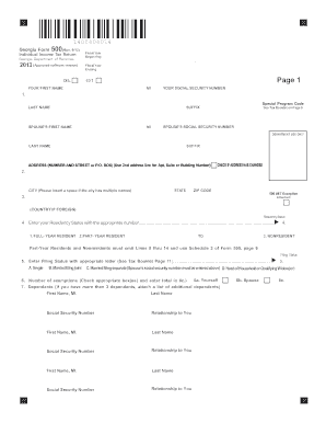 Georgia Form 500 Individual Income Tax Return