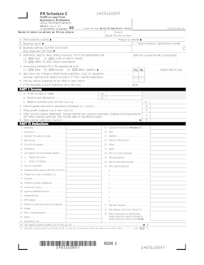 PA Schedule C Business Profit or Loss Form